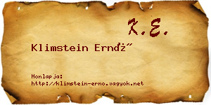 Klimstein Ernő névjegykártya